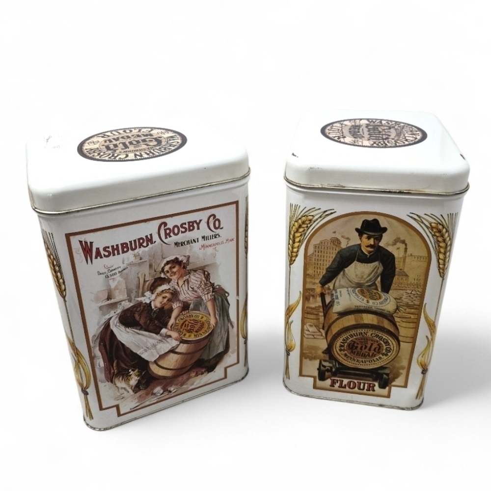 Vintage Washburn Crosby Gold Medal Flour Tins - Set of 2